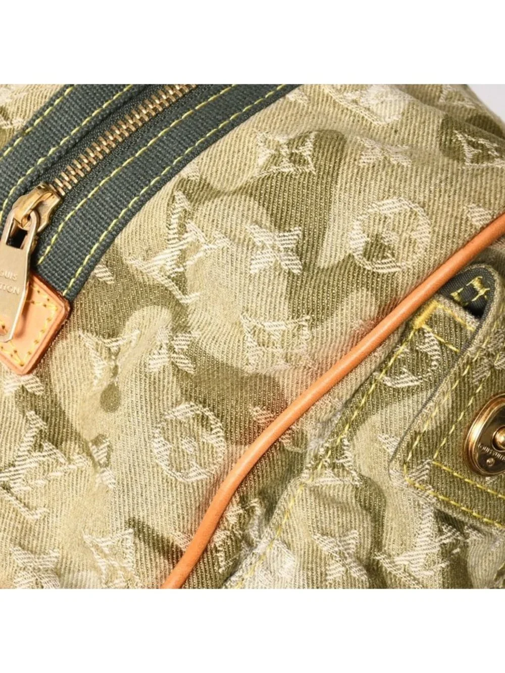 Louis Vuitton Monogram Moflage Denim Jasmine Handbag Khaki Takashi Murakami
